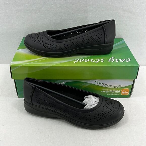 Easy Street Tex Comfort Flats- Black- Size 8.5- NIB - Picture 1 of 7